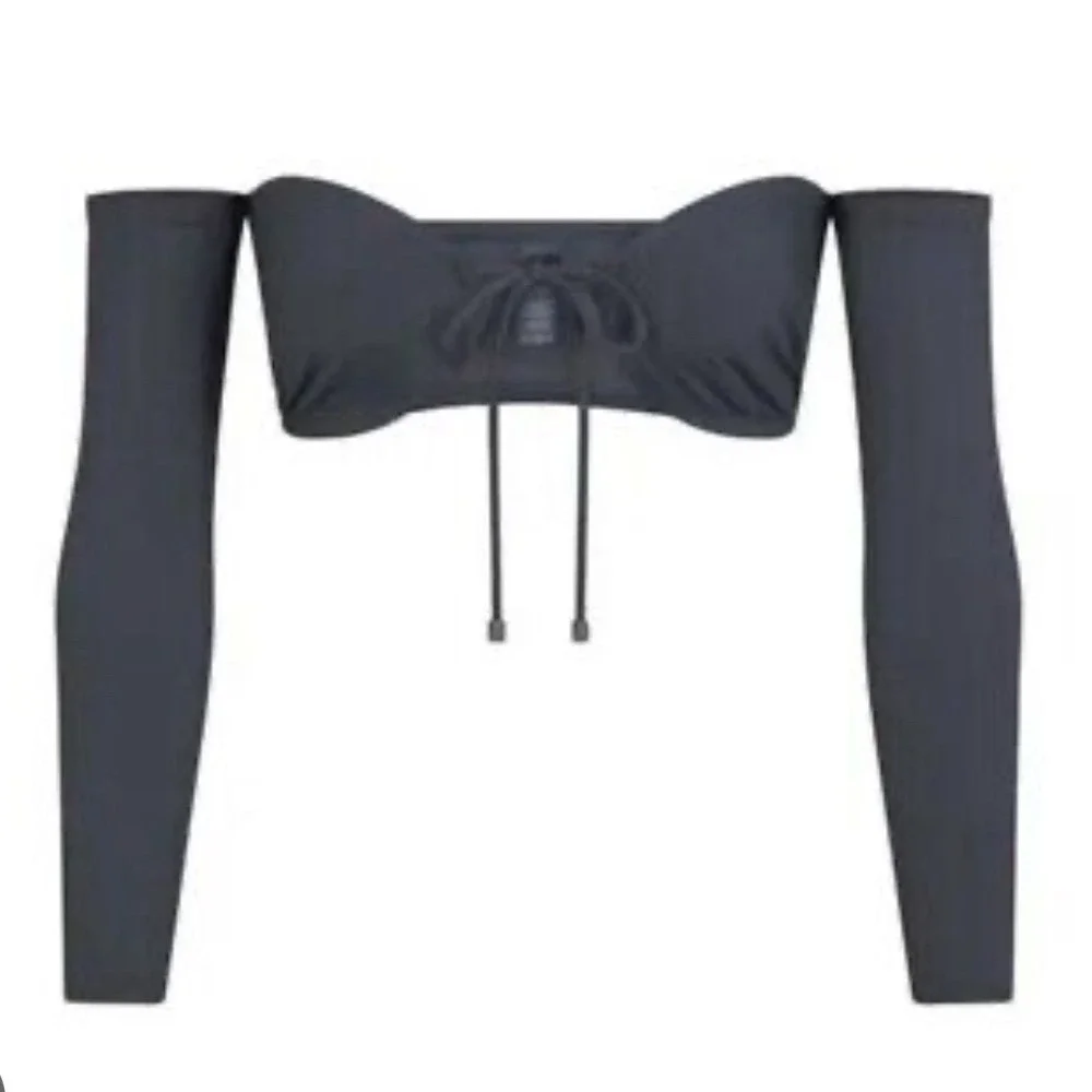 Skims Recycled Bikini Top Long‎ Sleeve Bikini Top/ Gunmetal/ Size: XL